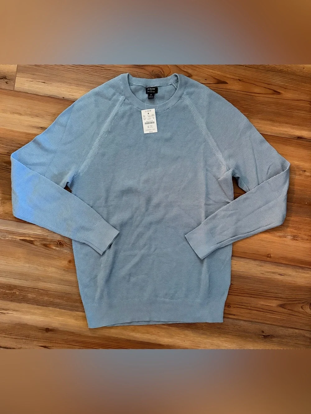 J. Crew Men’s Sky Blue Waffle-Knit Crewneck Sweater